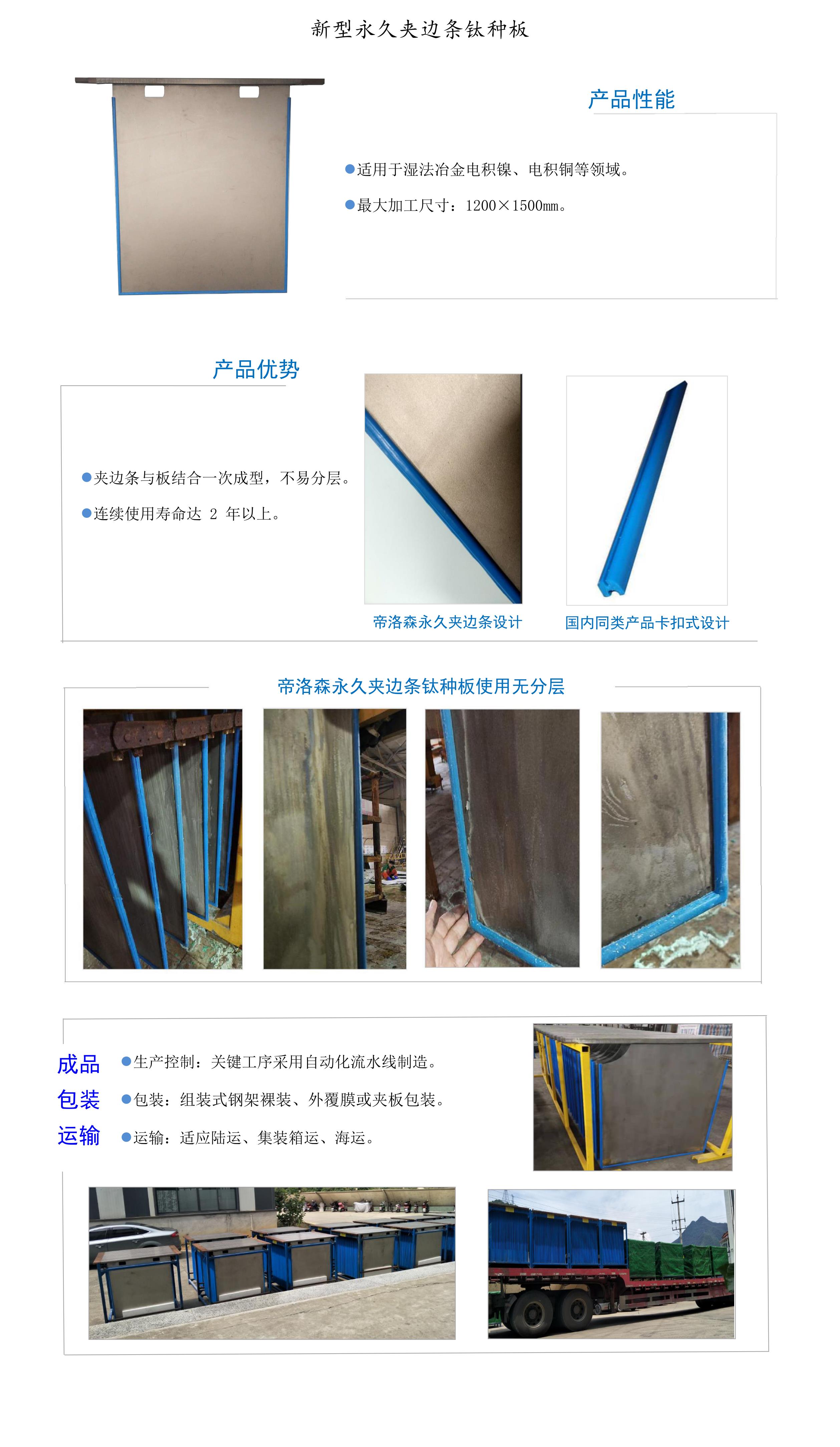 新型永久夹边条钛种板